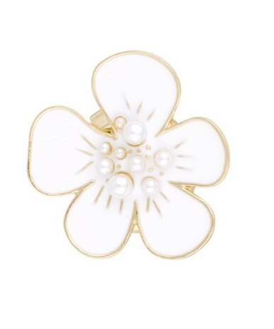 Button cover bloem floral wit