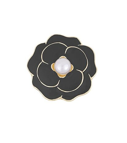Button cover wildflower zwart