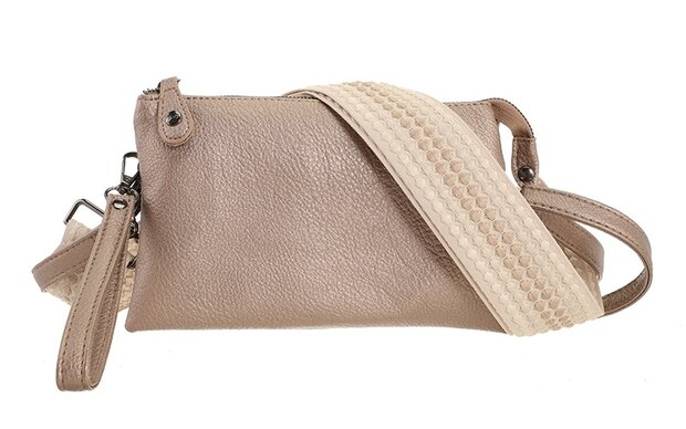 Het handigste tasje ooit met smalle & brede band brons