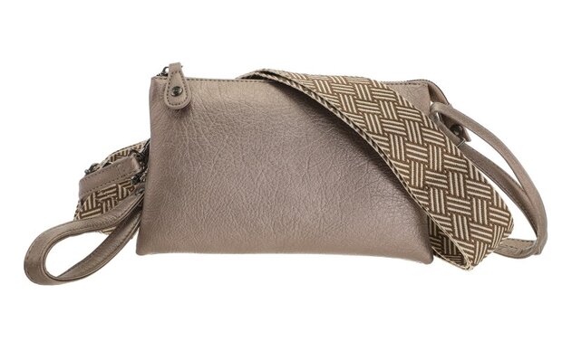 Het handigste tasje ooit met smalle & brede band dark Dark taupe