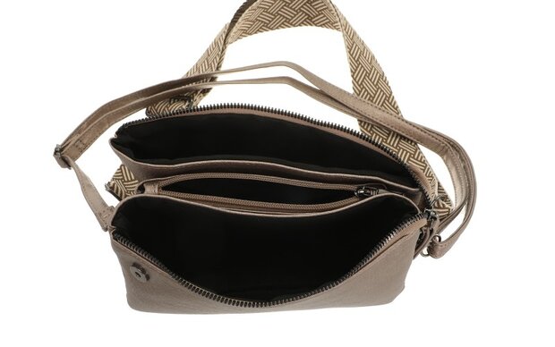 Het handigste tasje ooit met smalle & brede band dark Dark taupe