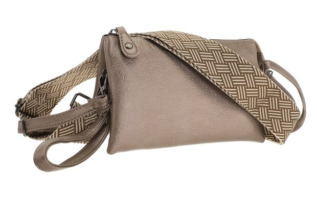 Het handigste tasje ooit met smalle & brede band dark Dark taupe