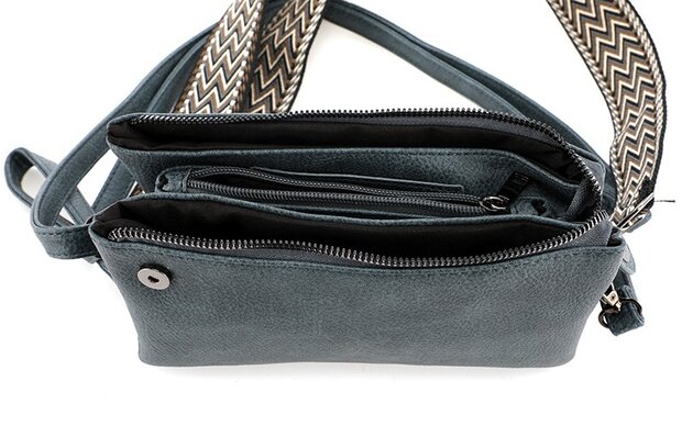 Het handigste tasje ooit met smalle & brede band jeans blauw