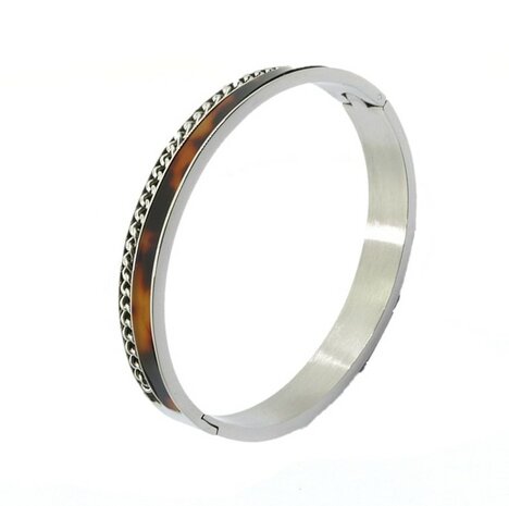 Stainless steel armband met tijgerprint