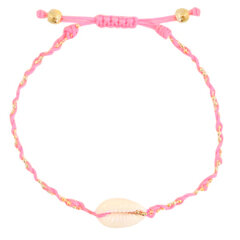 Schelpen enkelbandje neon roze