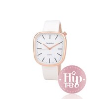 Horloge vierkant rosé wit