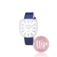 Horloge vierkant zilver blauw