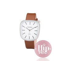 Horloge vierkant zilver camel