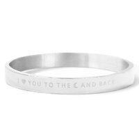 Zilverkleurige stalen armband met I LOVE YOU TO THE MOON AND BACK