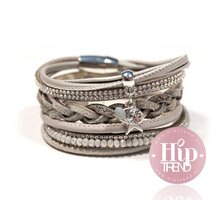 Licht grijze star armbanden set