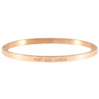 Rosékleurige stalen armband met WISH YOU LUCK