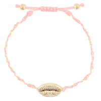 Schelpen enkelbandje licht roze goud