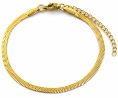 Stalen platte 3mm verstelbare goudkleurige armband 