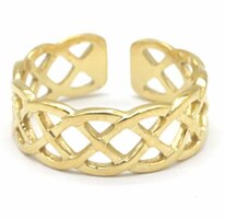 Verstelbare stalen ring lijnen goud kleurig