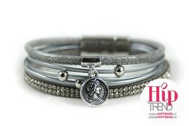 Mix & Match armband munt - licht grijs