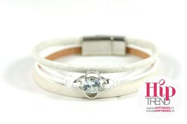 Mix & Match armband flower - Wit